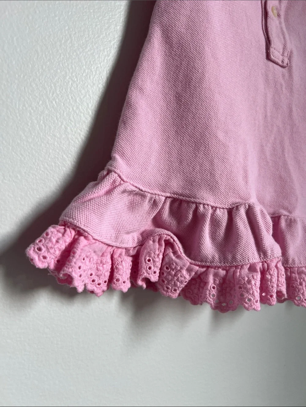 Ralph Lauren | Light Pink Polo Dress with Eyelet Ruffle #300126017 Size 6M